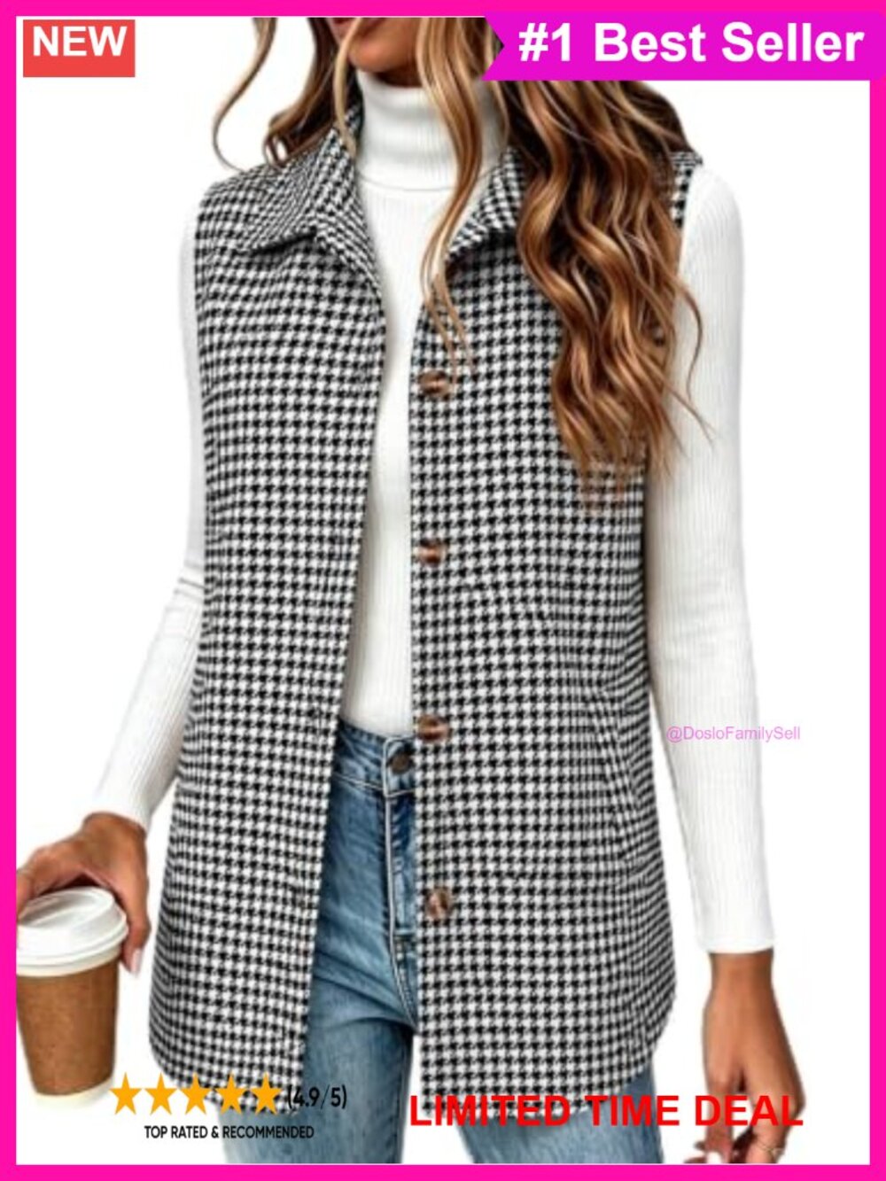 Plaid Flannel Vest Women Sleeveless Button Down Workwear Jacket